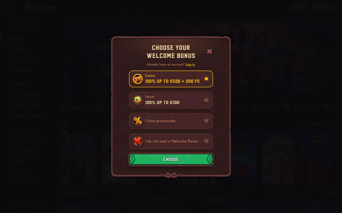 5Gringos Casino — Sign-up, captured from Canada