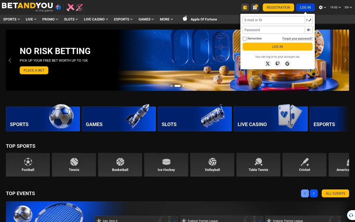 Betandyou Casino — Sign-up, captured from Australia