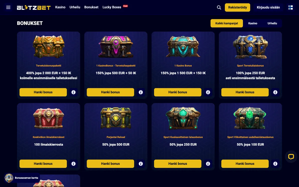 Blitz-bet Casino — «Акции», снято из страны Финляндия