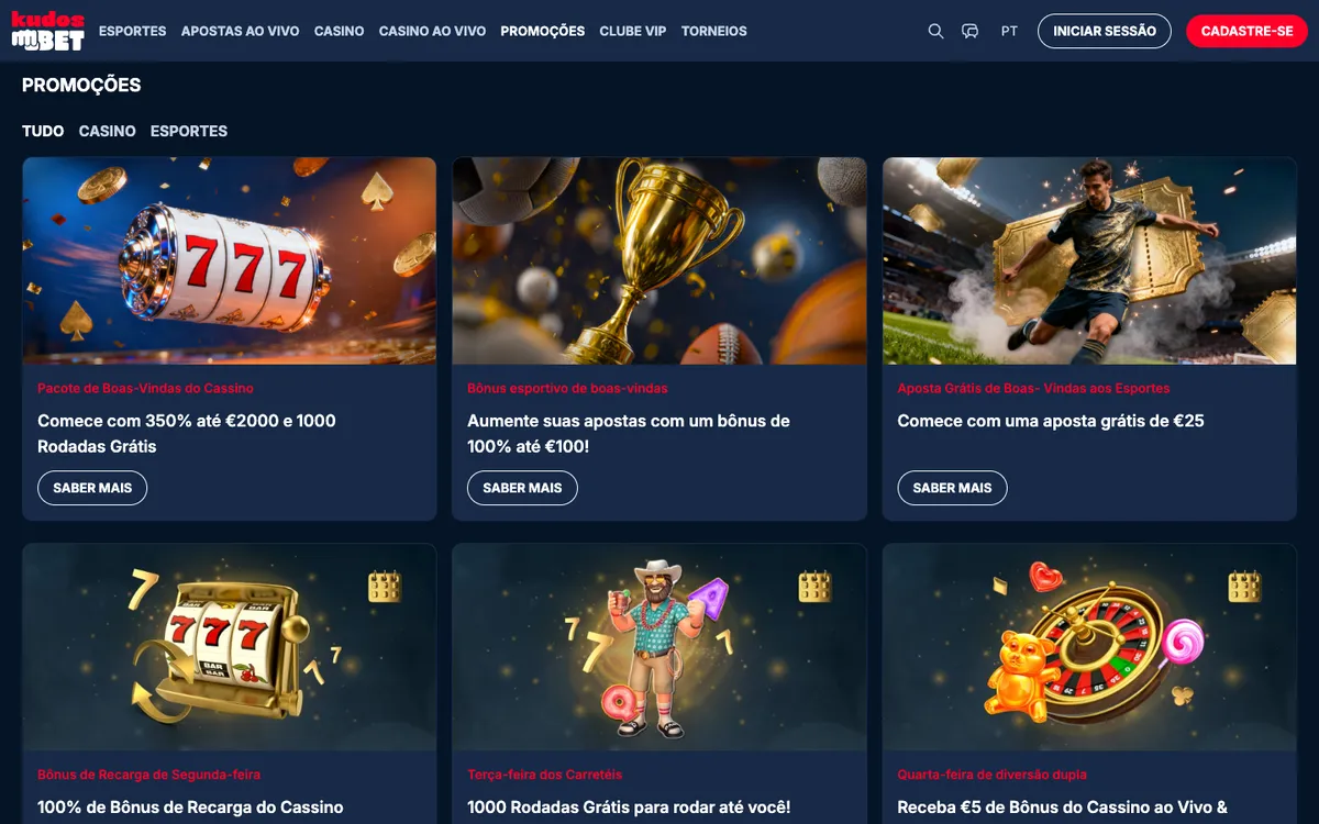 Kudosbet Casino — Promotions, captured from Brazil