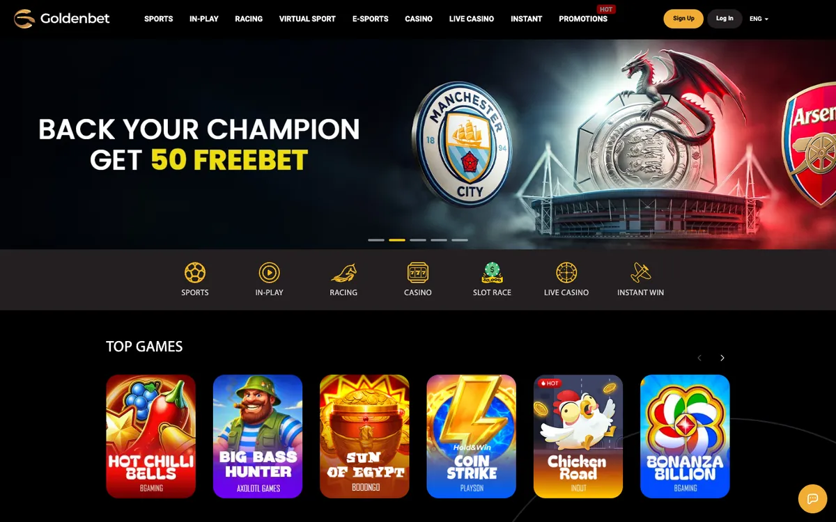 Goldenbet Casino — Home page, captured from Canada