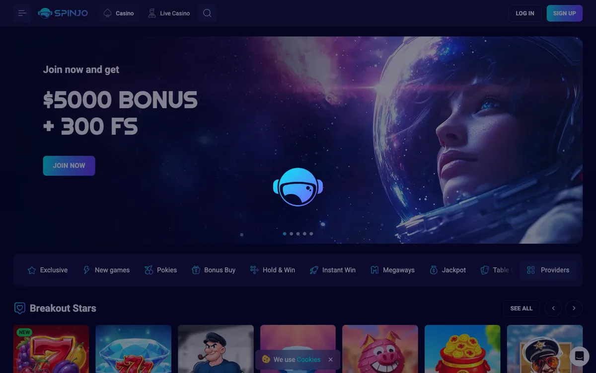 Spinjo Casino — Sign-up, captured from Australia