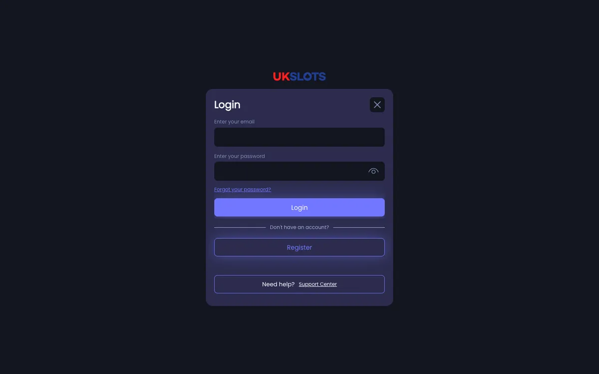 UK Slots Casino — Sign-up, captured from United Kingdom