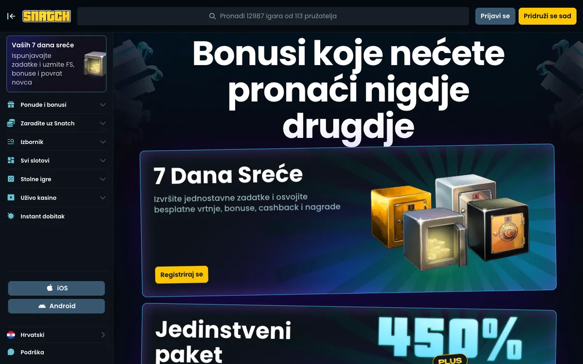 Snatch Casino — Promotions, captured from Croatia