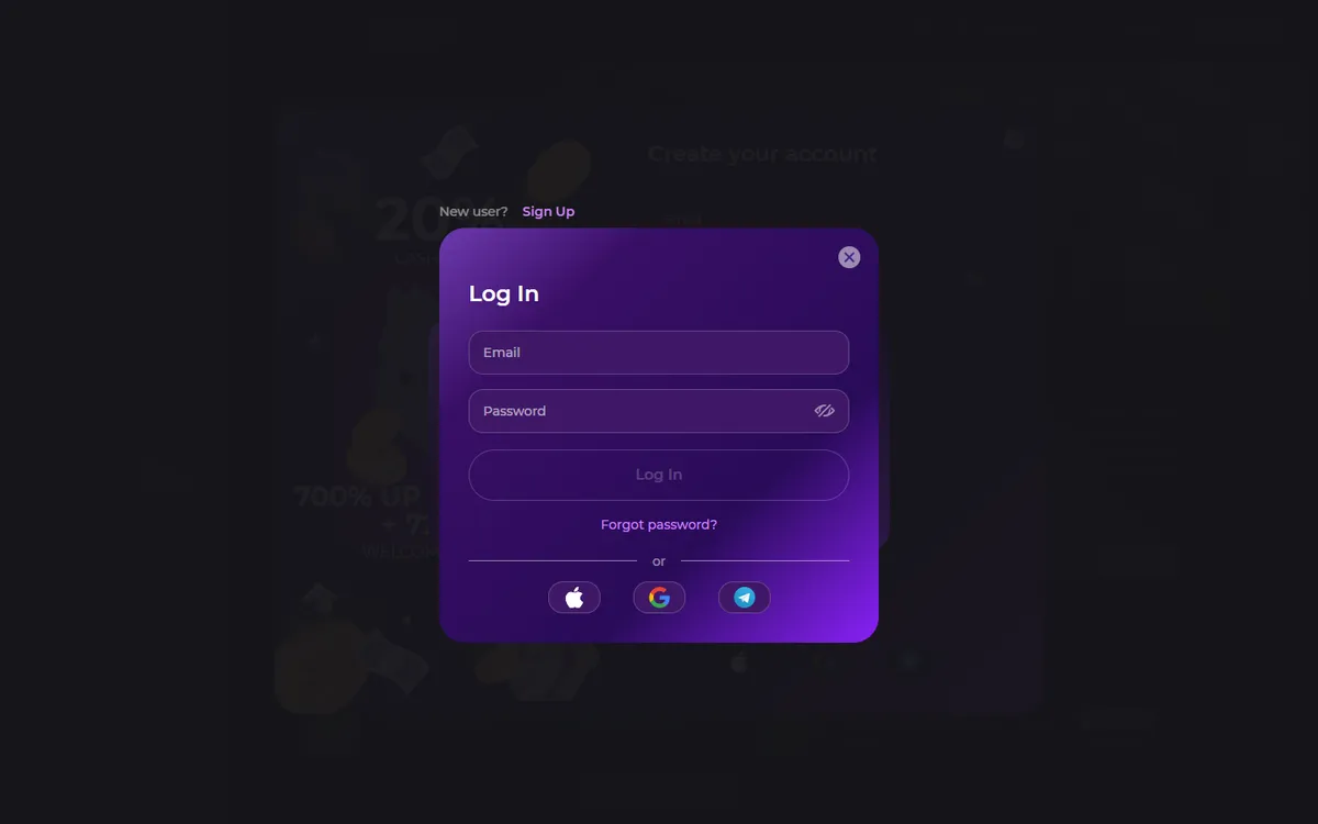 0x.bet Casino — Sign-up, captured from Canada