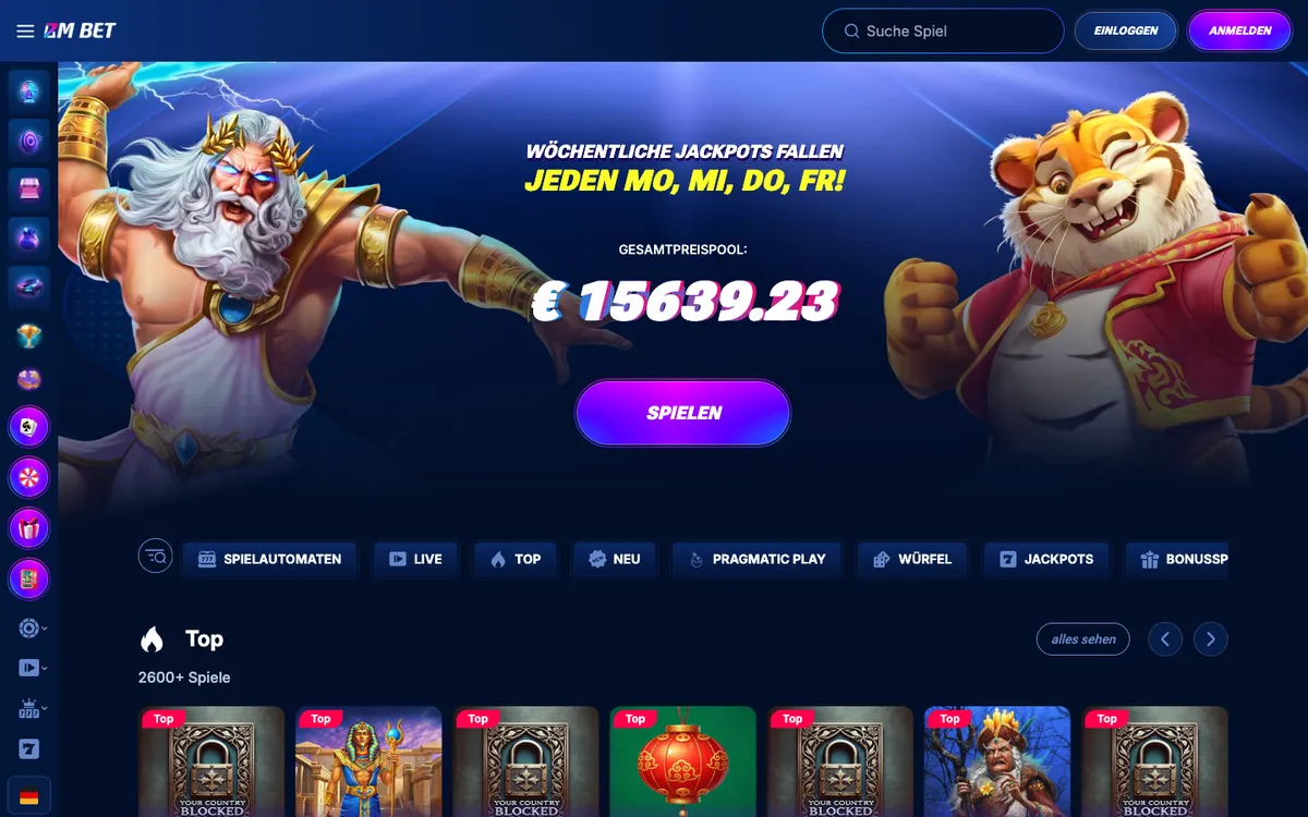 Bm.bet Casino — Home page, captured from Austria