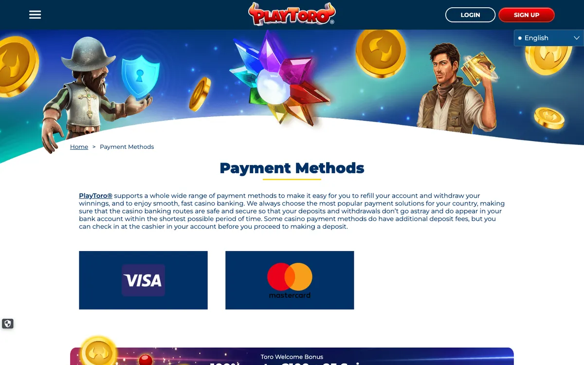 PlayToro Casino — Payments, captured from Australia