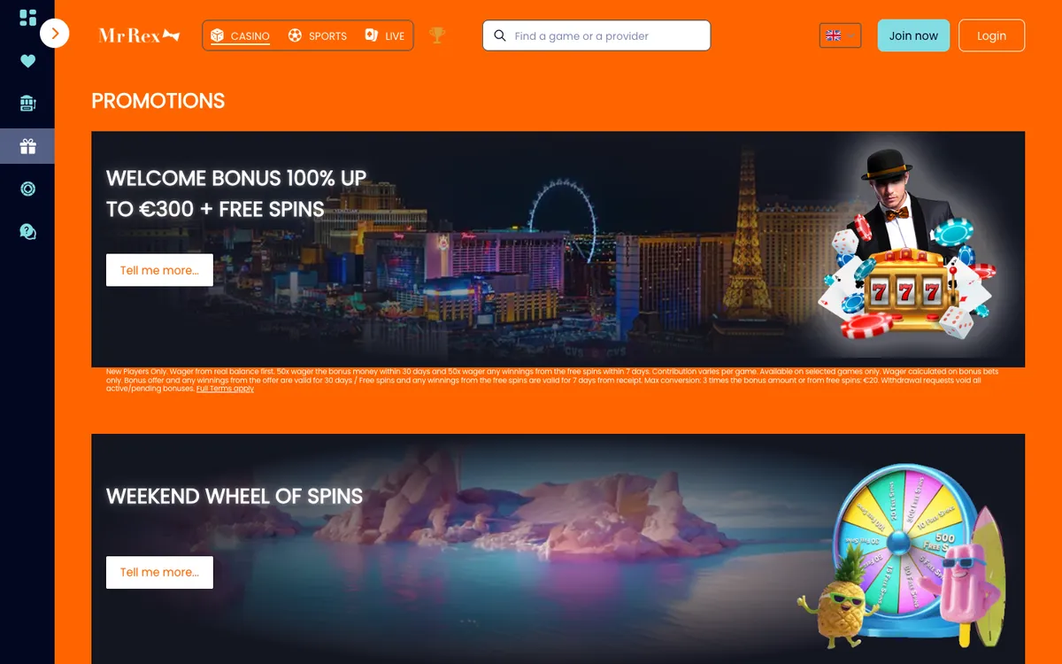 Mr Rex Casino — «Акции», снято из страны Германия