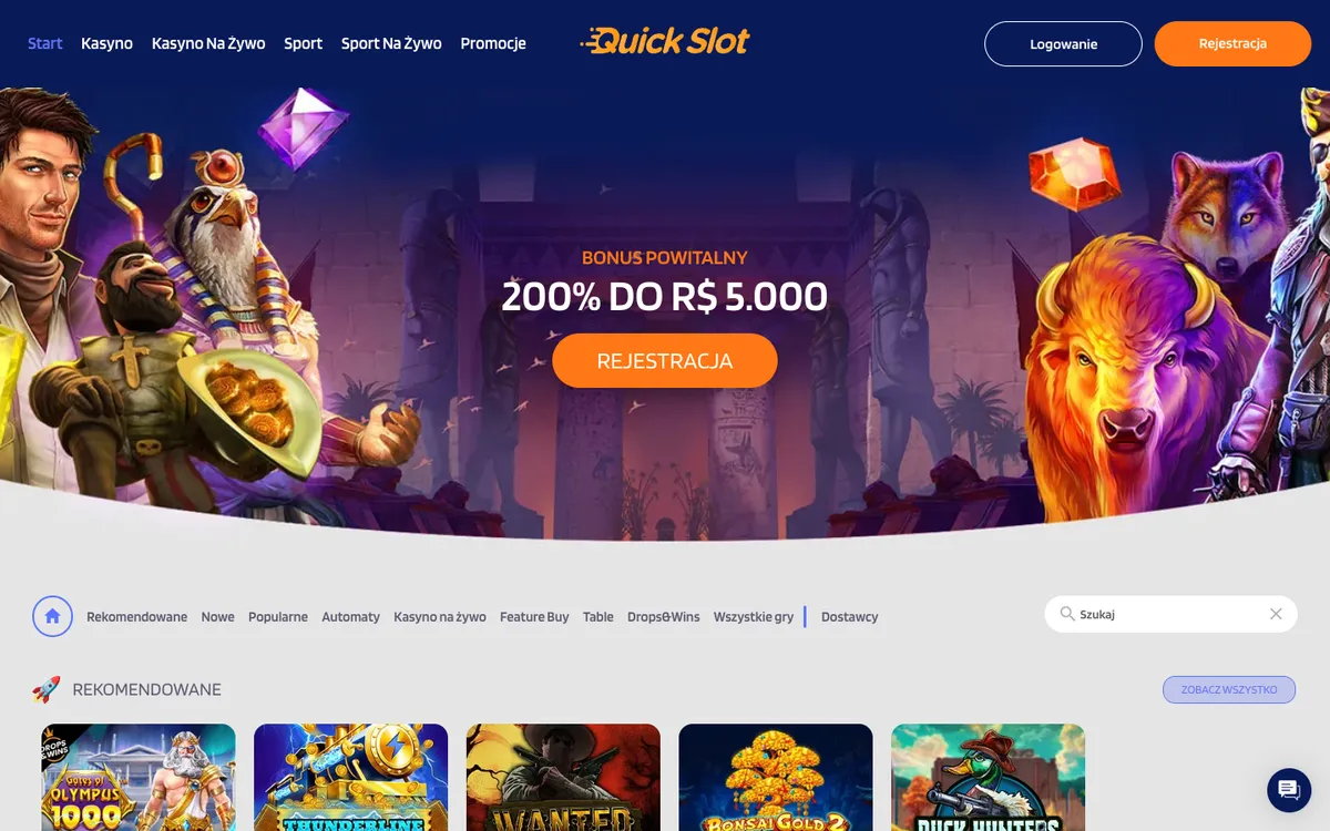 QuickSlot Casino — Home page, captured from Poland