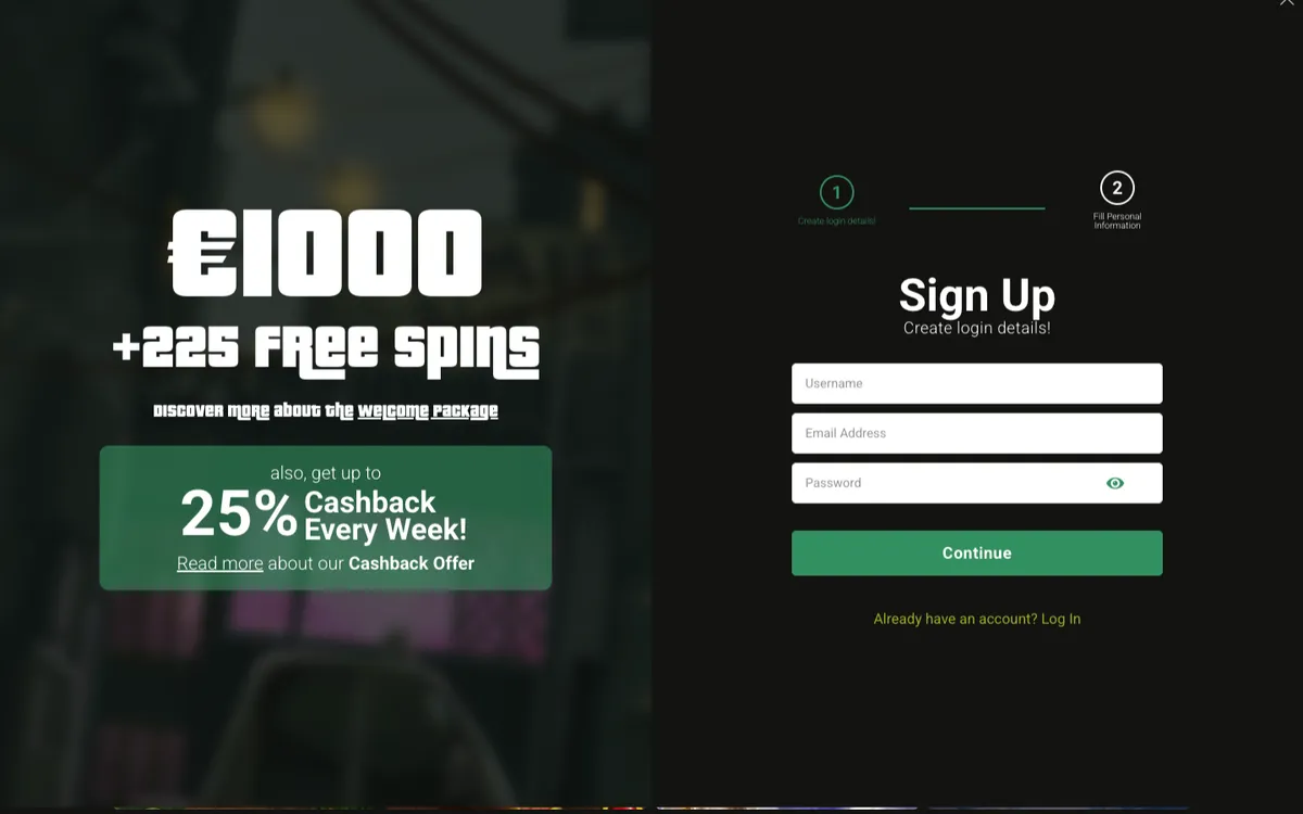 Dbosses Casino — «Регистрация», снято из страны Бельгия