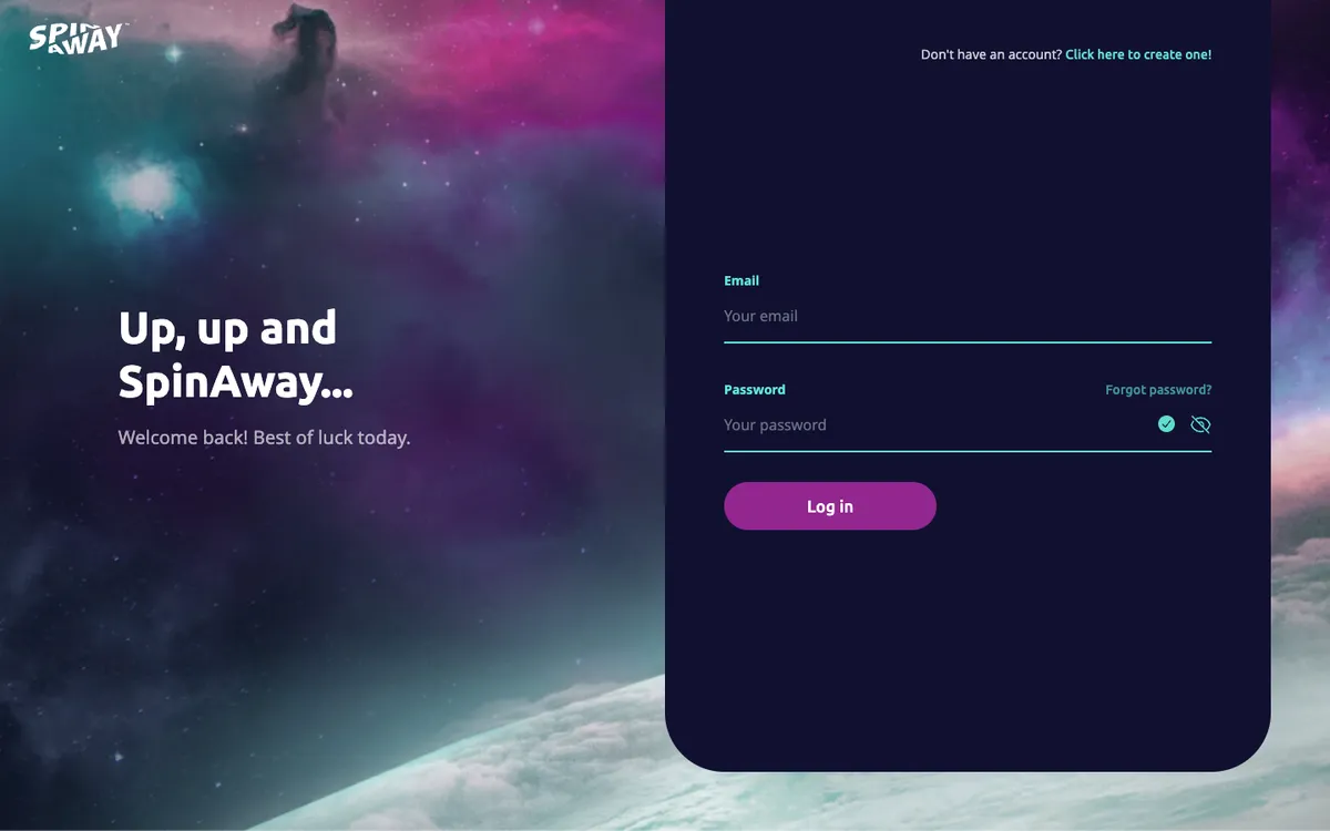 Spin Away Casino — Sign-up, captured from Canada