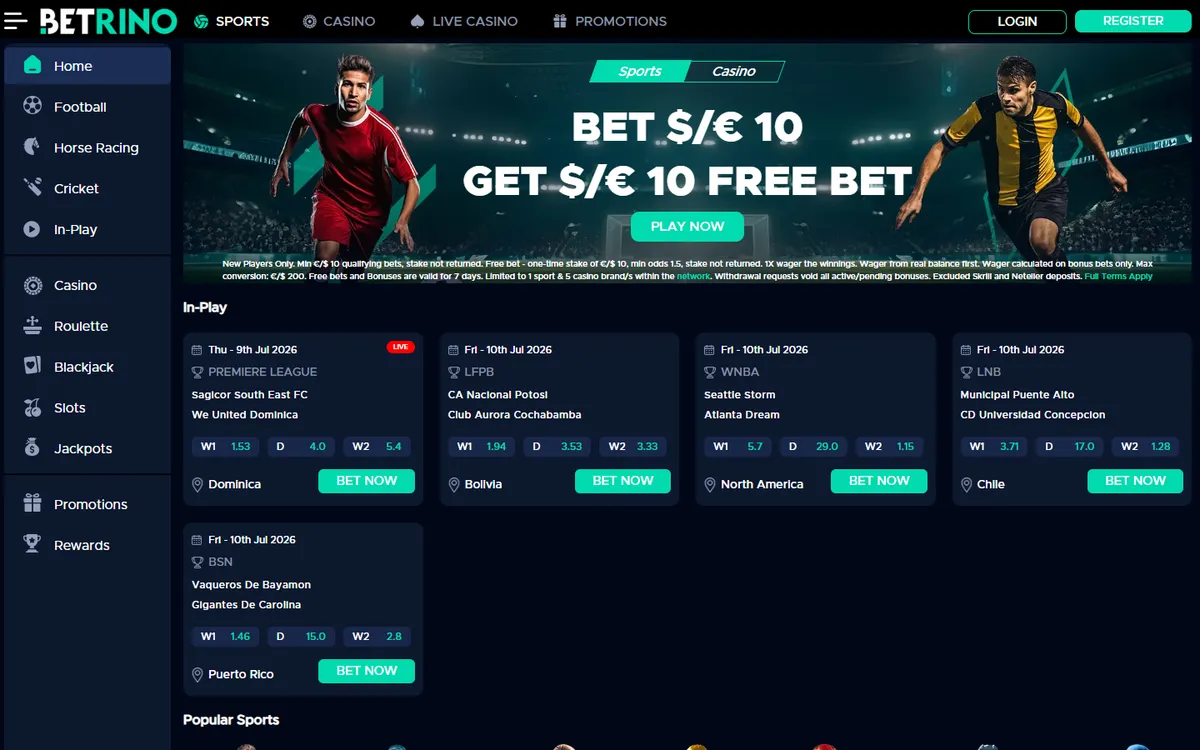 Betrino Casino — «Главная», снято из страны Канада