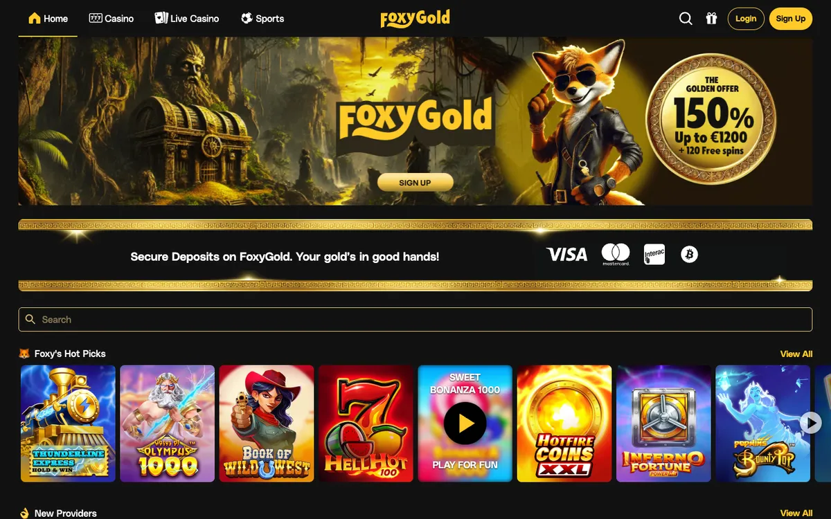 FoxyGold Casino — Home page, captured from Germany