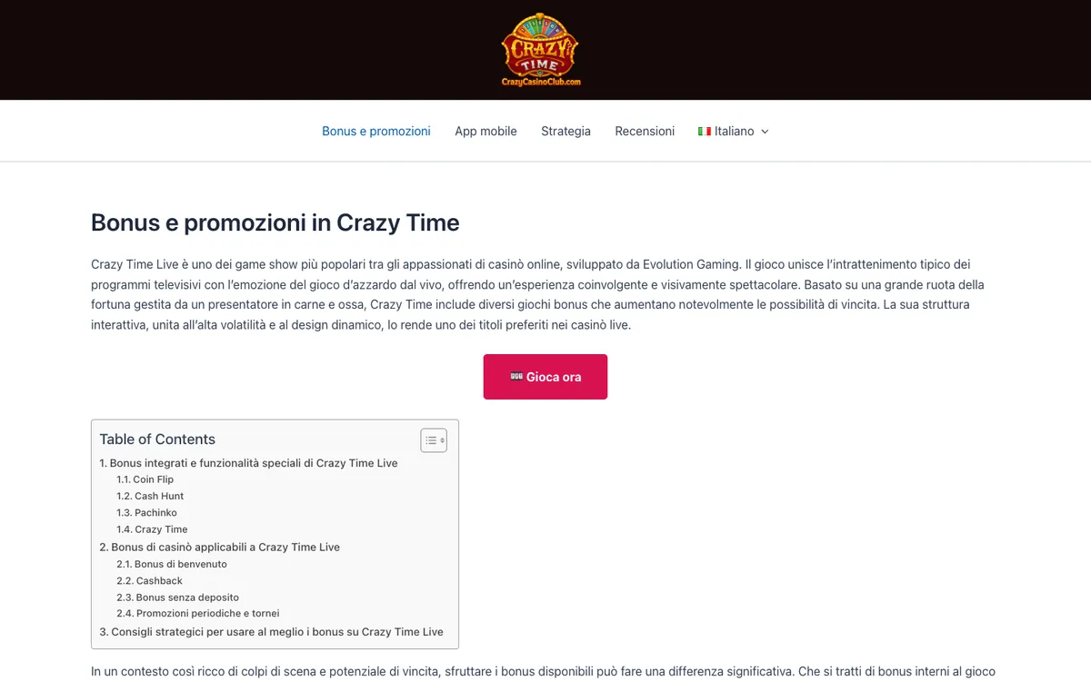 Crazy Casino — Promotions, captured from Spain