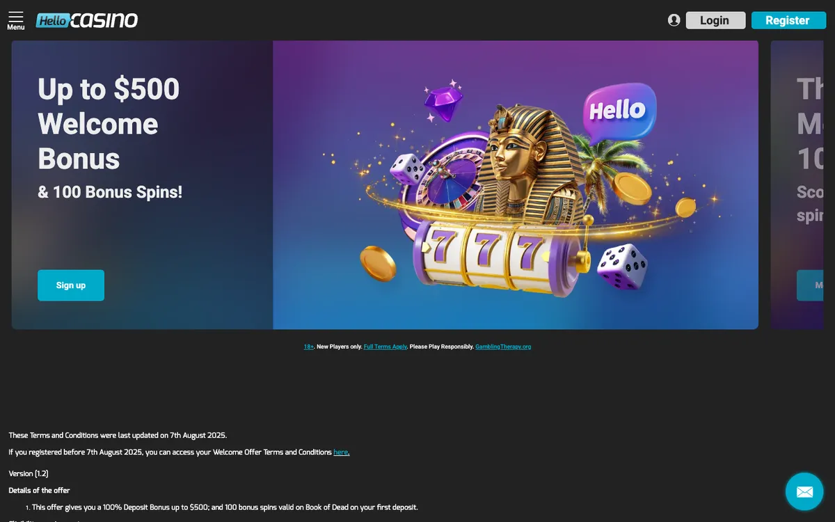 Hello Casino — «Главная», снято из страны Новая Зеландия