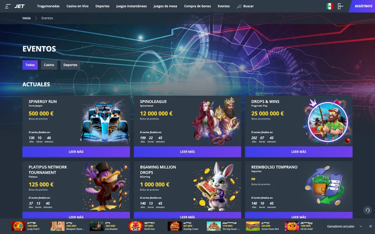 Jet Casino — «Акции», снято из страны Мексика