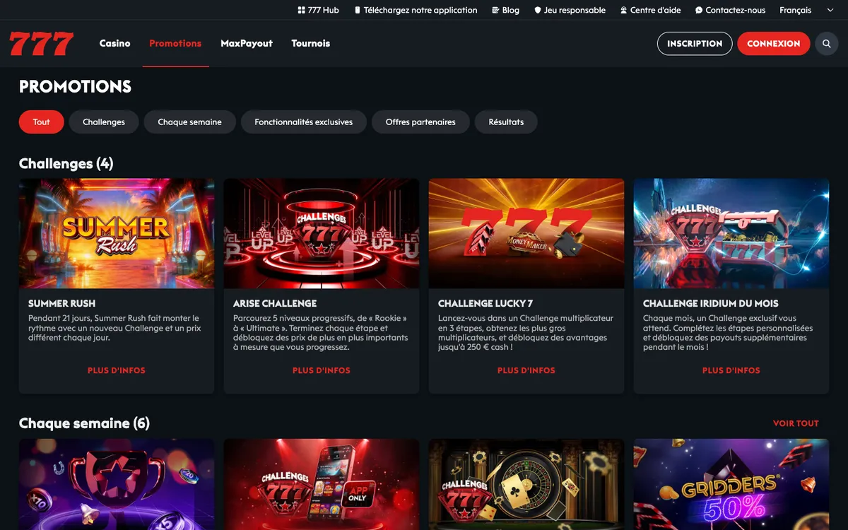 Casino777.be — Promotions, captured from Switzerland