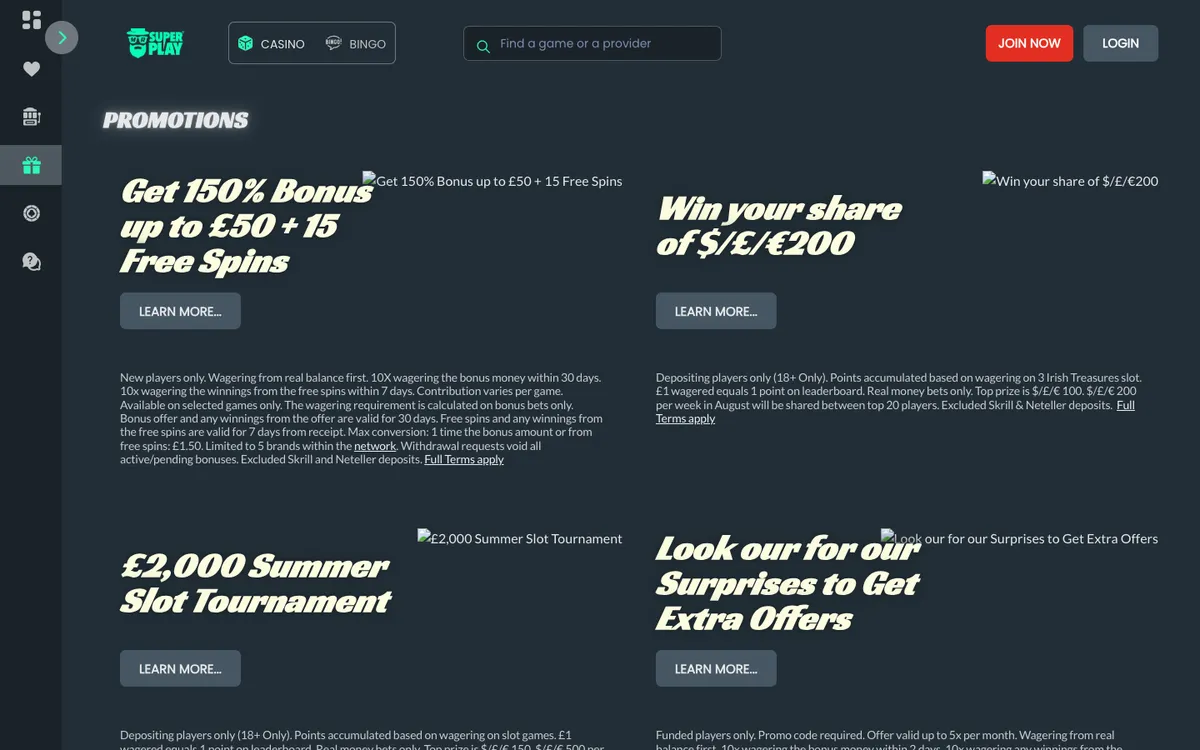 Mr SuperPlay Casino — Promotions, captured from United Kingdom