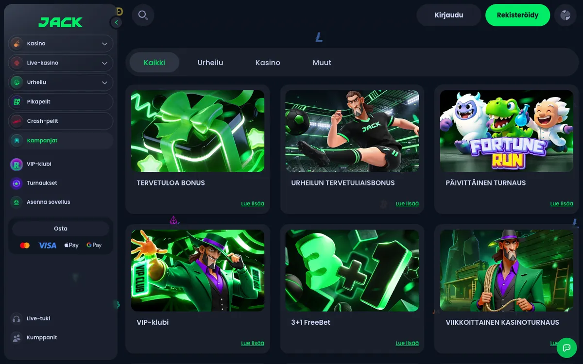 Jack.com Casino — «Акции», снято из страны Финляндия