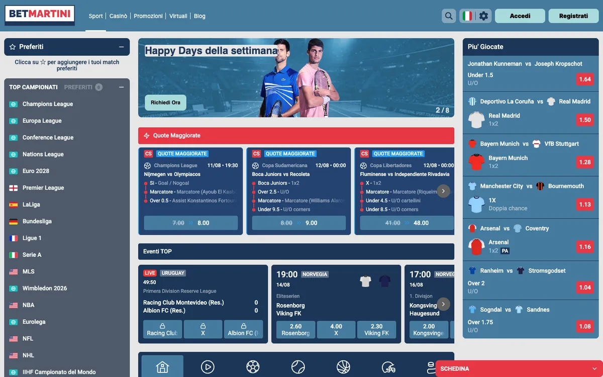 Betmartini Casino — Home page, captured from Portugal