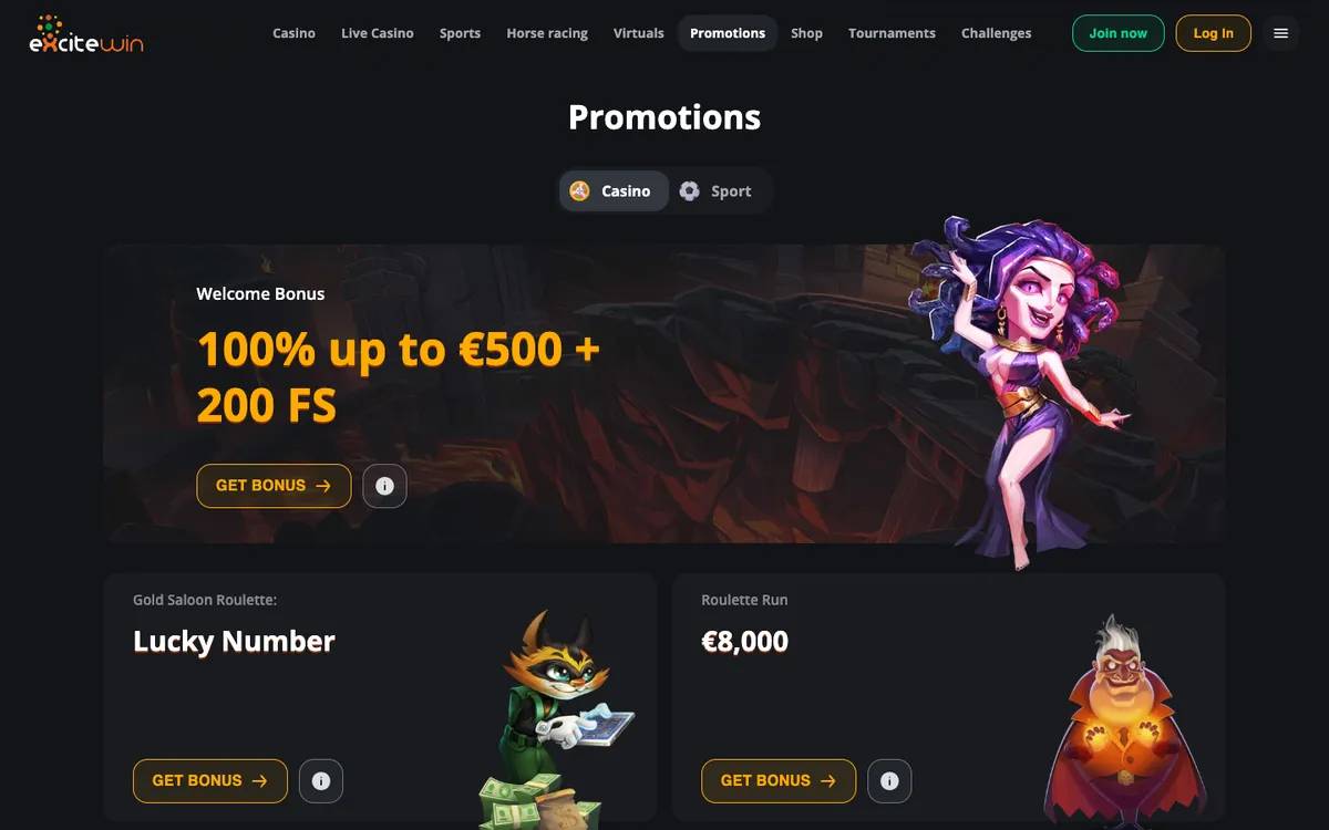 Excitewin Casino — «Акции», снято из страны Перу