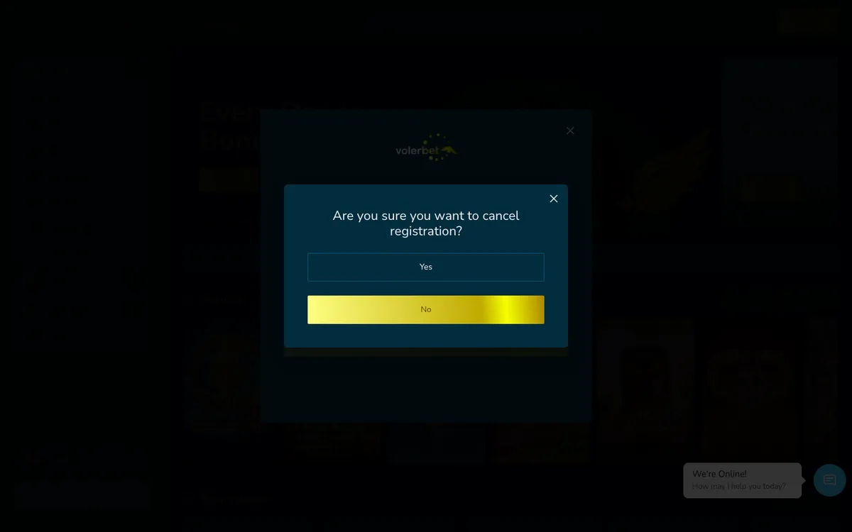 Volerbet Casino — Sign-up, captured from Brazil