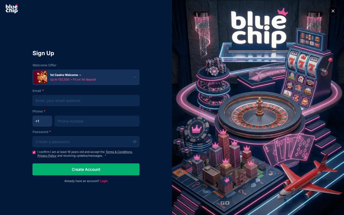 BlueChip Casino — Sign-up, captured from Canada