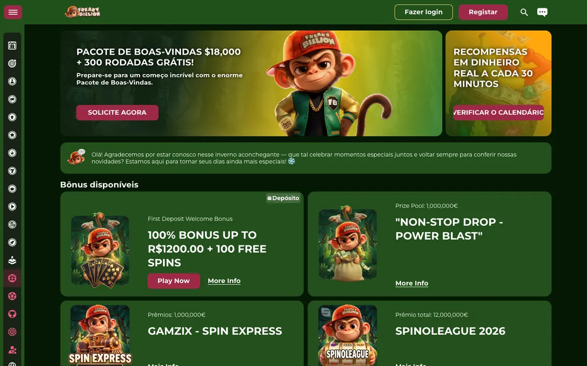 FreakyBillion Casino — «Акции», снято из страны Испания