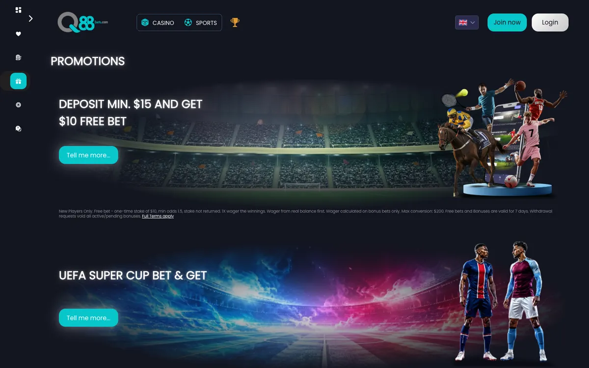Q88Bets Casino — «Акции», снято из страны Франция