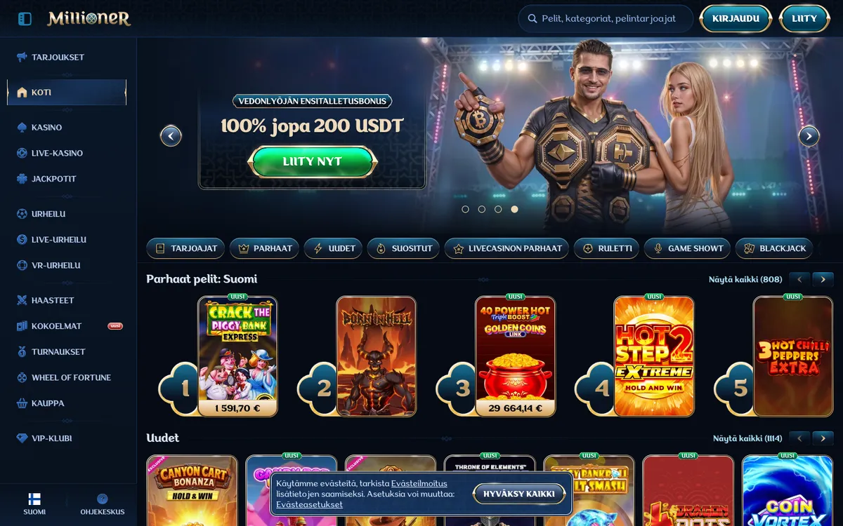 Millioner Casino — «Главная», снято из страны Финляндия
