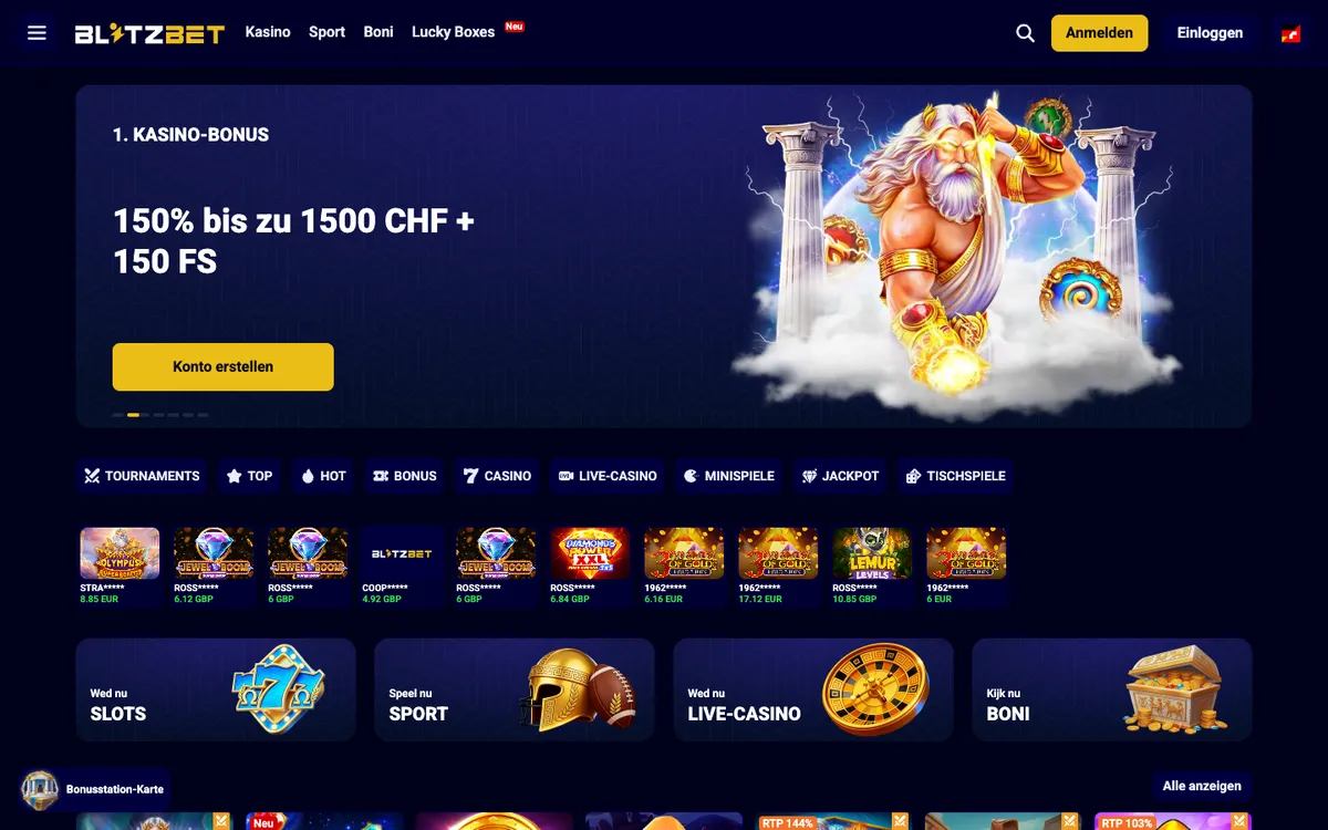 Blitz-bet Casino — «Главная», снято из страны Швейцария