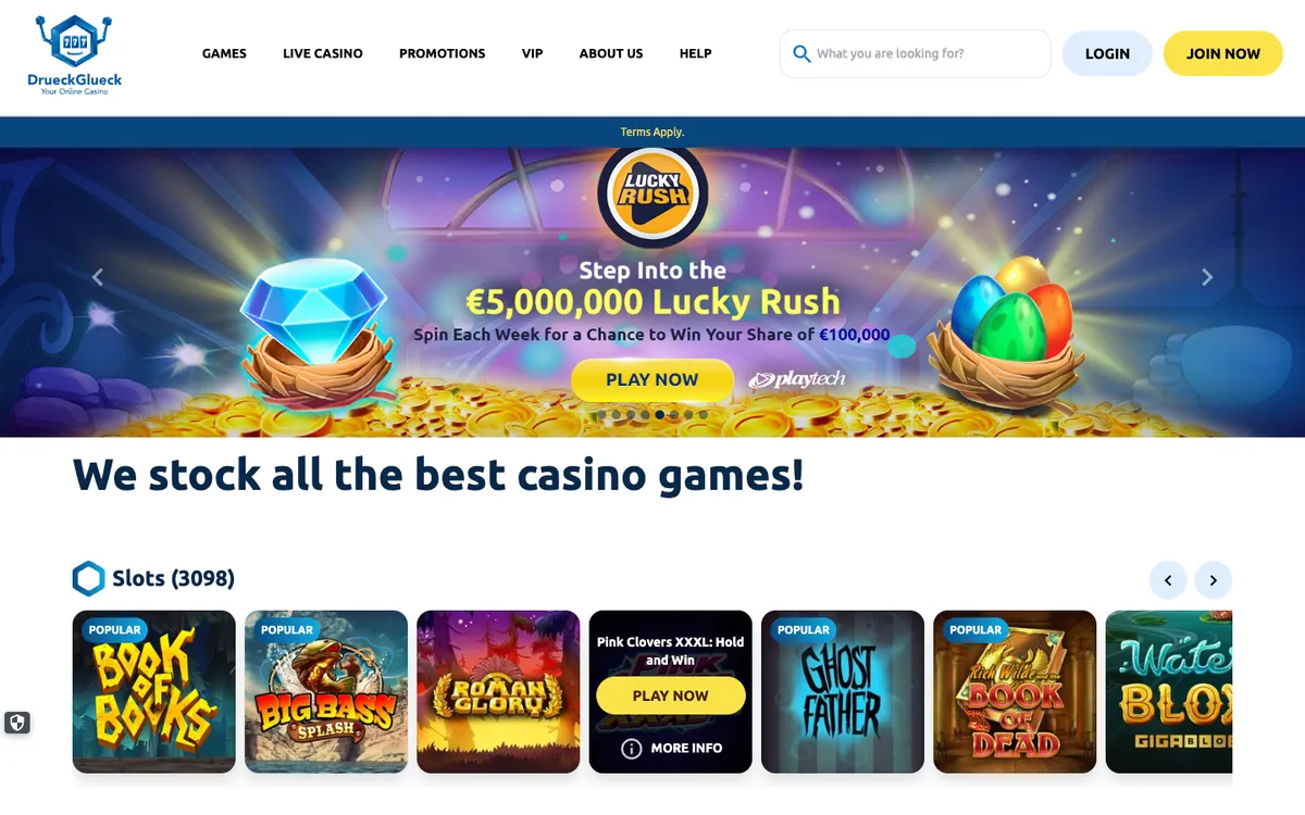 DrueckGlueck Casino — Home page, captured from Finland