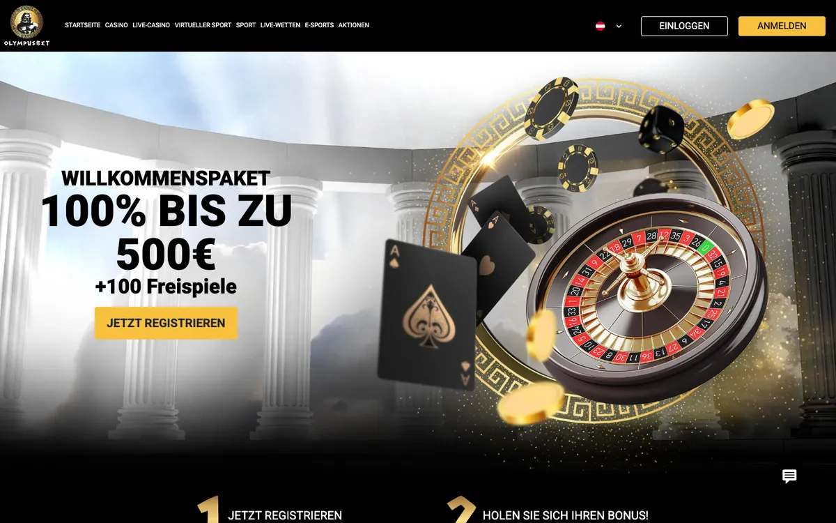 Olympusbet Casino — Home page, captured from Austria