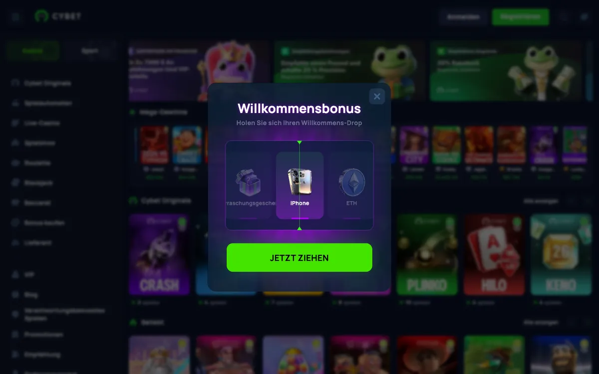Cybet Casino — Home page, captured from Austria