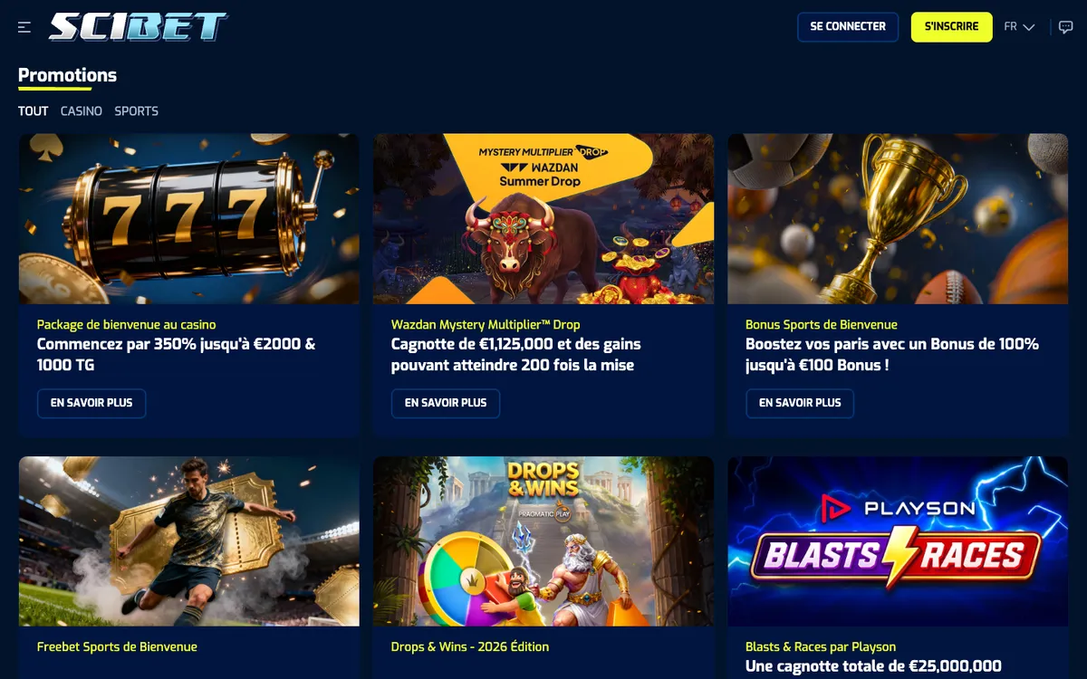 Scibet Casino — Promotions, captured from France