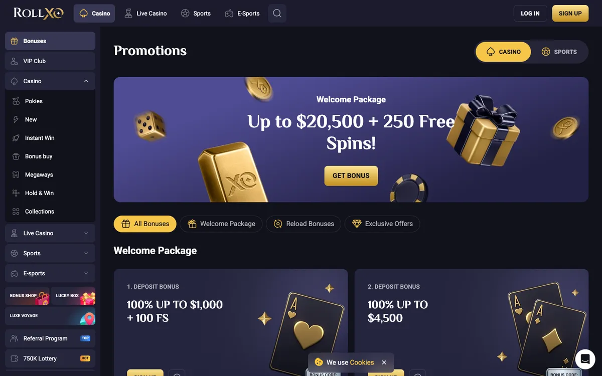RollXO Casino — Promotions, captured from Australia