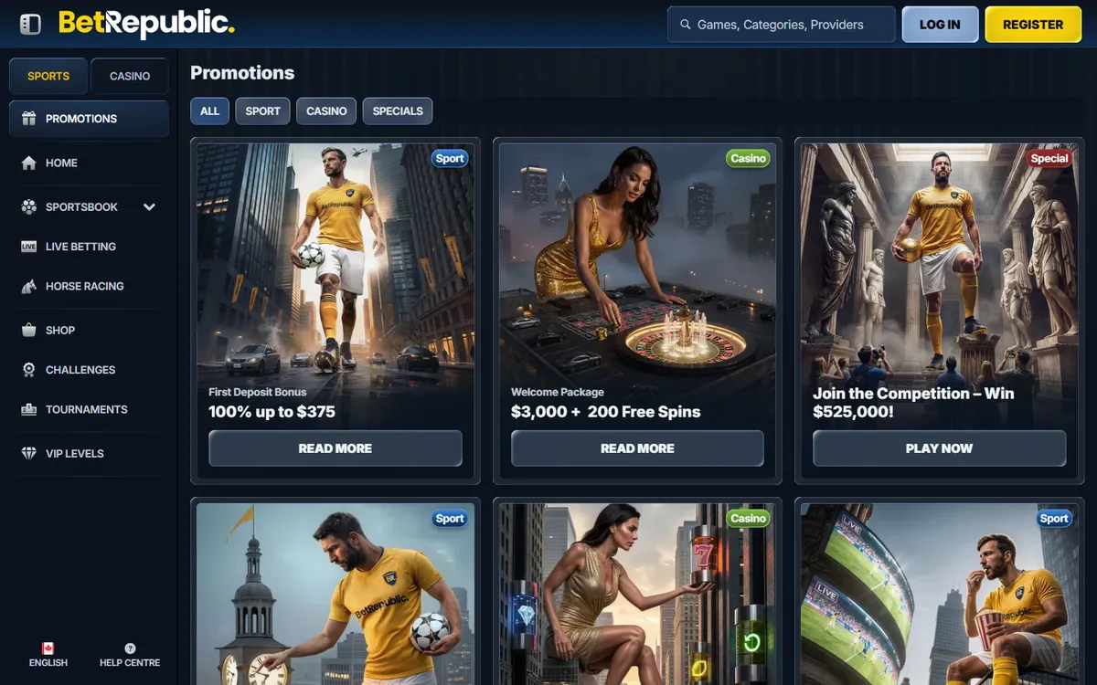 BetRepublic Casino — Promotions, captured from Canada