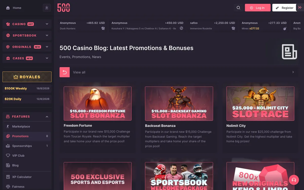 500 Casino — «Акции», снято из страны Перу