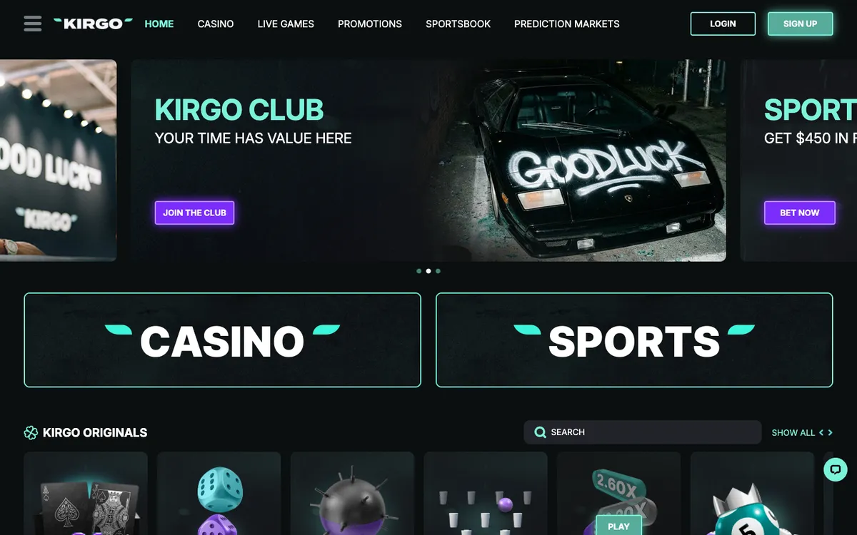 Kirgo Casino — Home page, captured from New Zealand