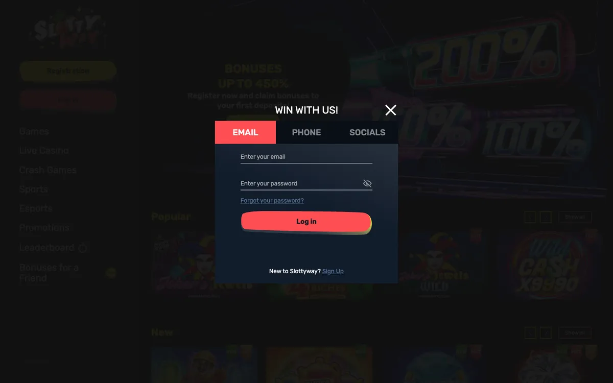 Slottyway Casino — «Регистрация», снято из страны Финляндия