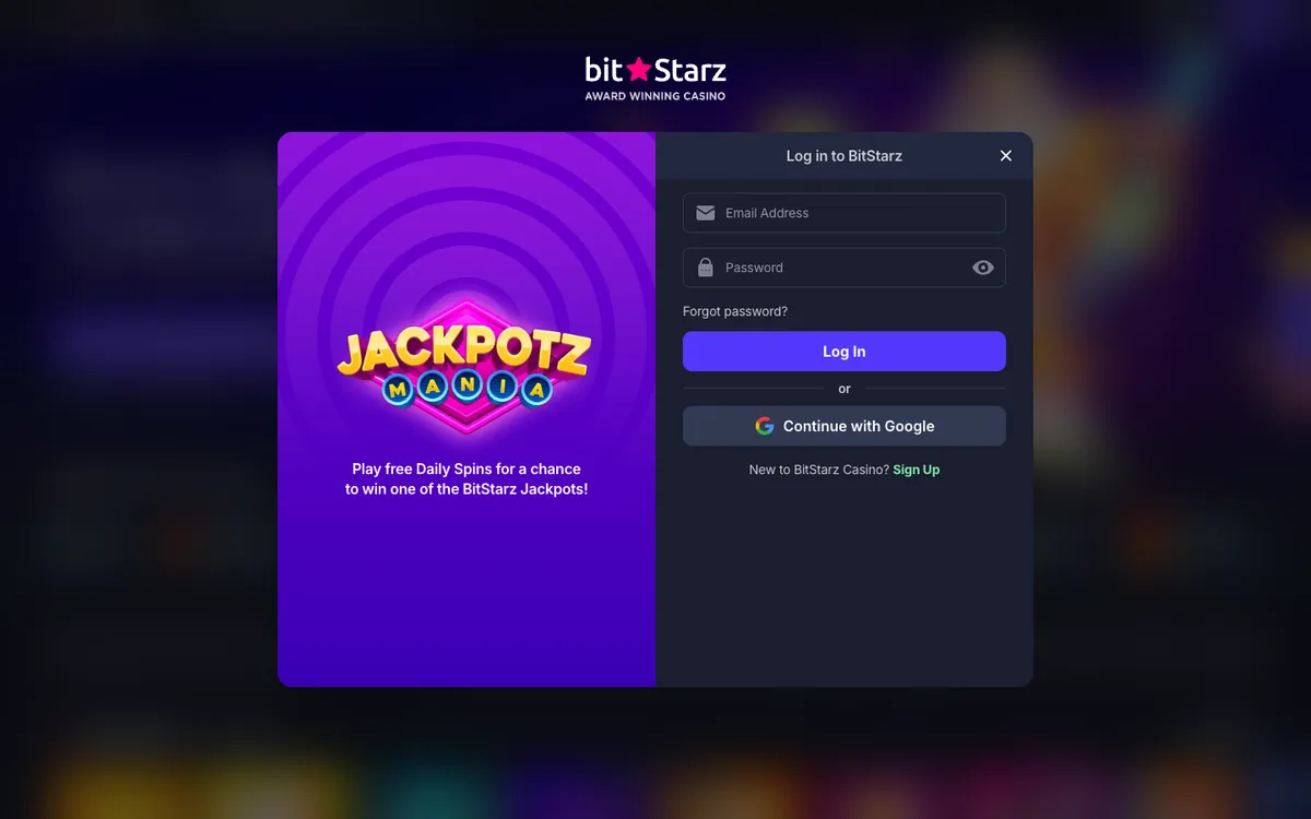 BitStarz Casino — «Регистрация», снято из страны Бразилия