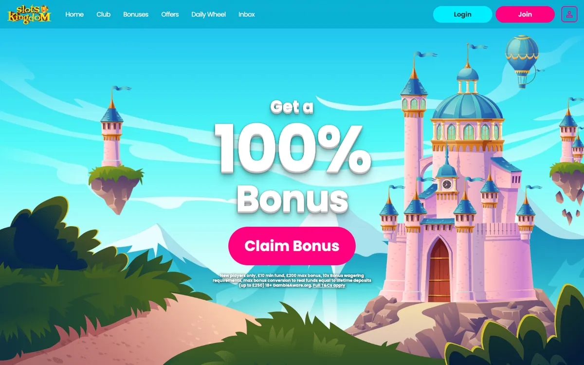 Slots Kingdom Casino — Sign-up, captured from United Kingdom