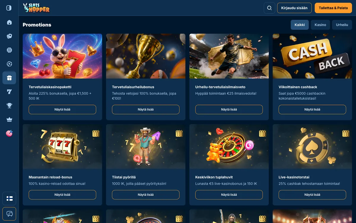 Slots Hopper Casino — Promotions, captured from Finland