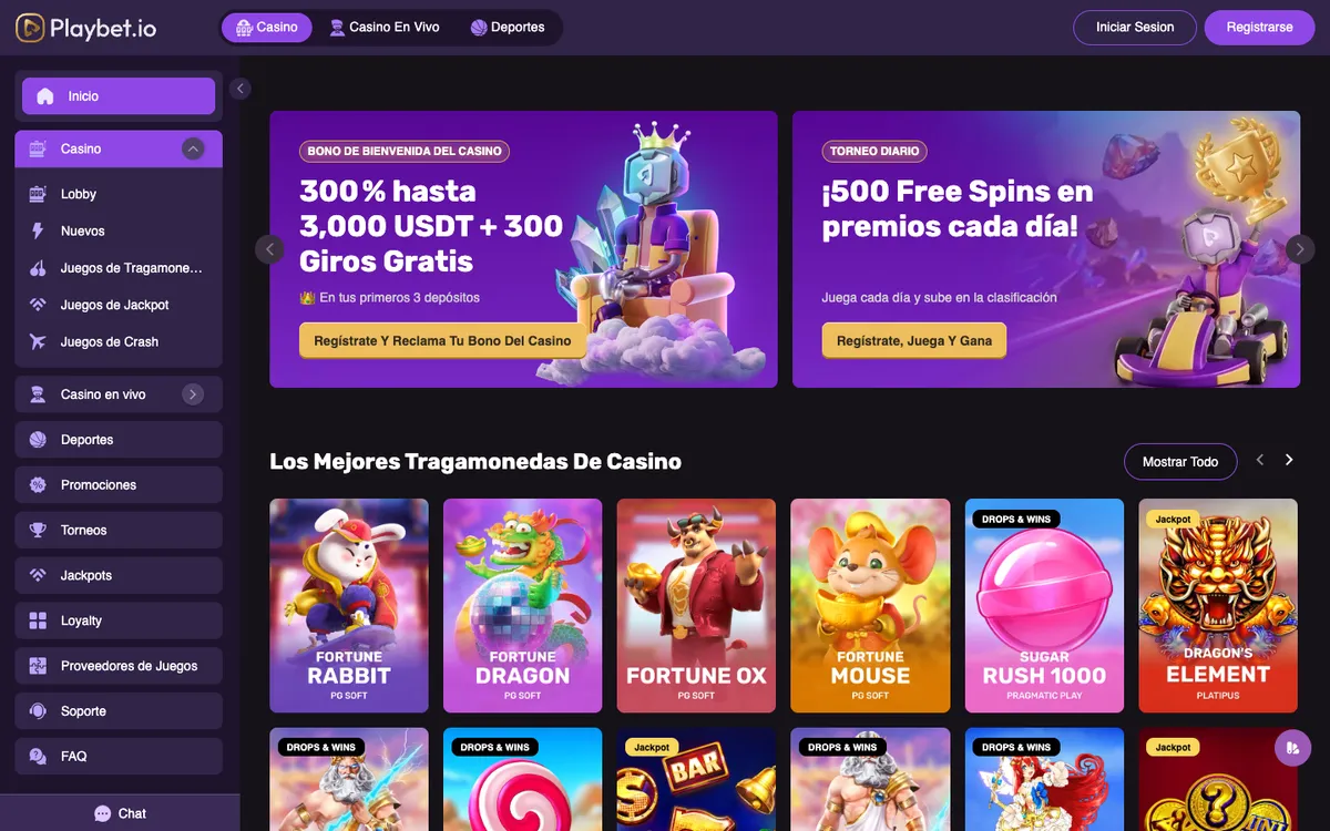 Playbet.io Casino — «Главная», снято из страны Аргентина