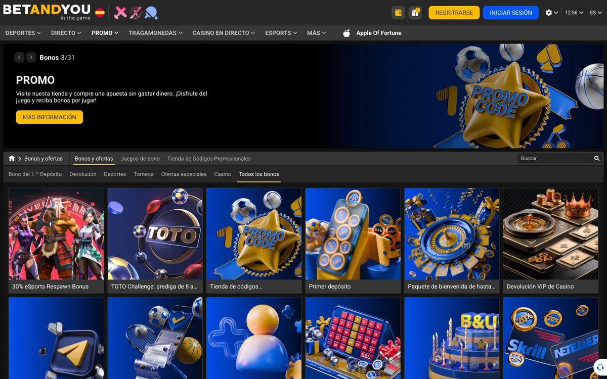 Betandyou Casino — Promotions, captured from Spain