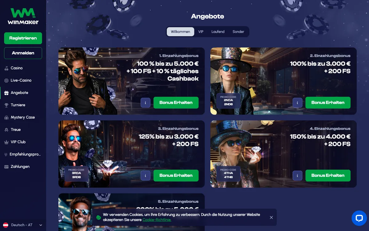 Winmaker Casino — «Акции», снято из страны Австрия