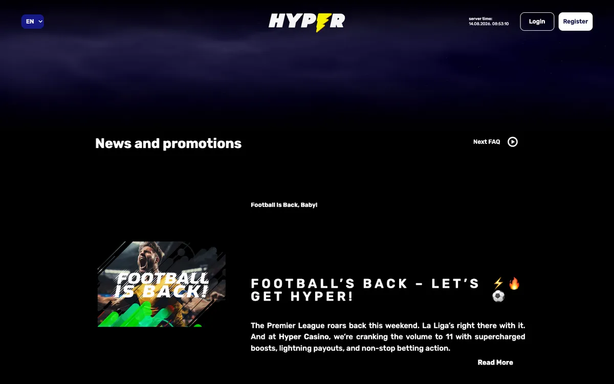 Hyper Casino — «Акции», снято из страны Канада