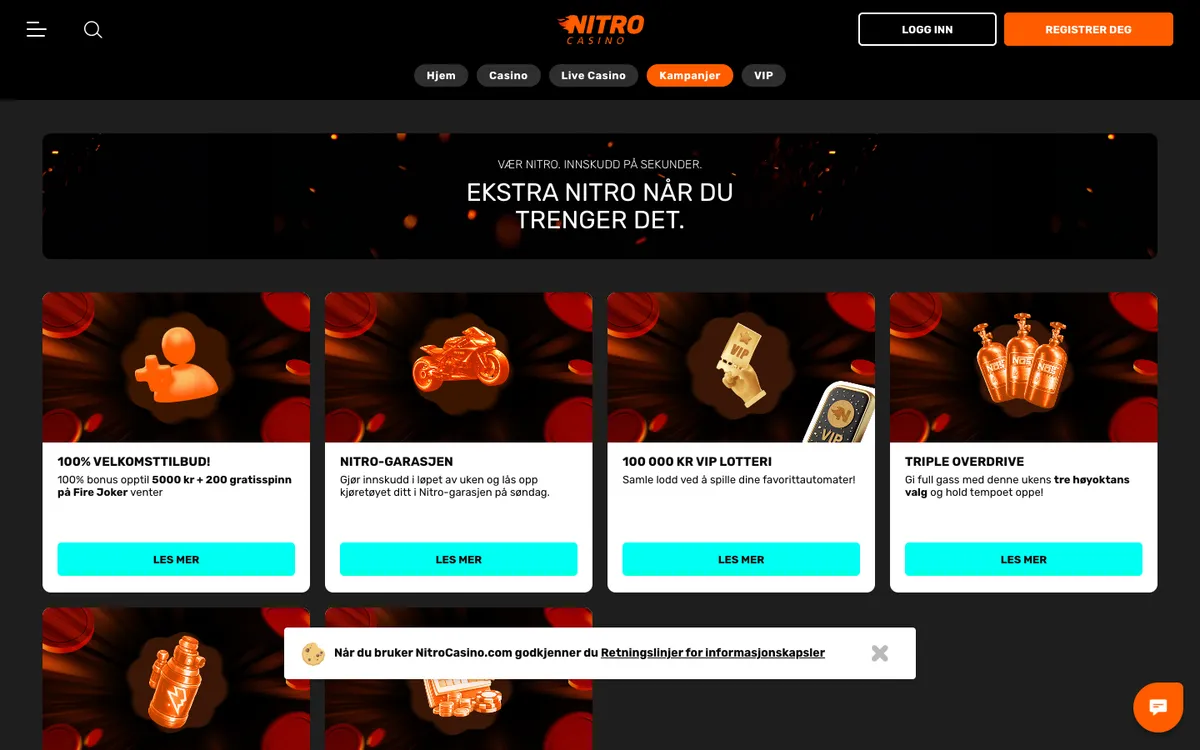 Nitro Casino — «Акции», снято из страны Норвегия