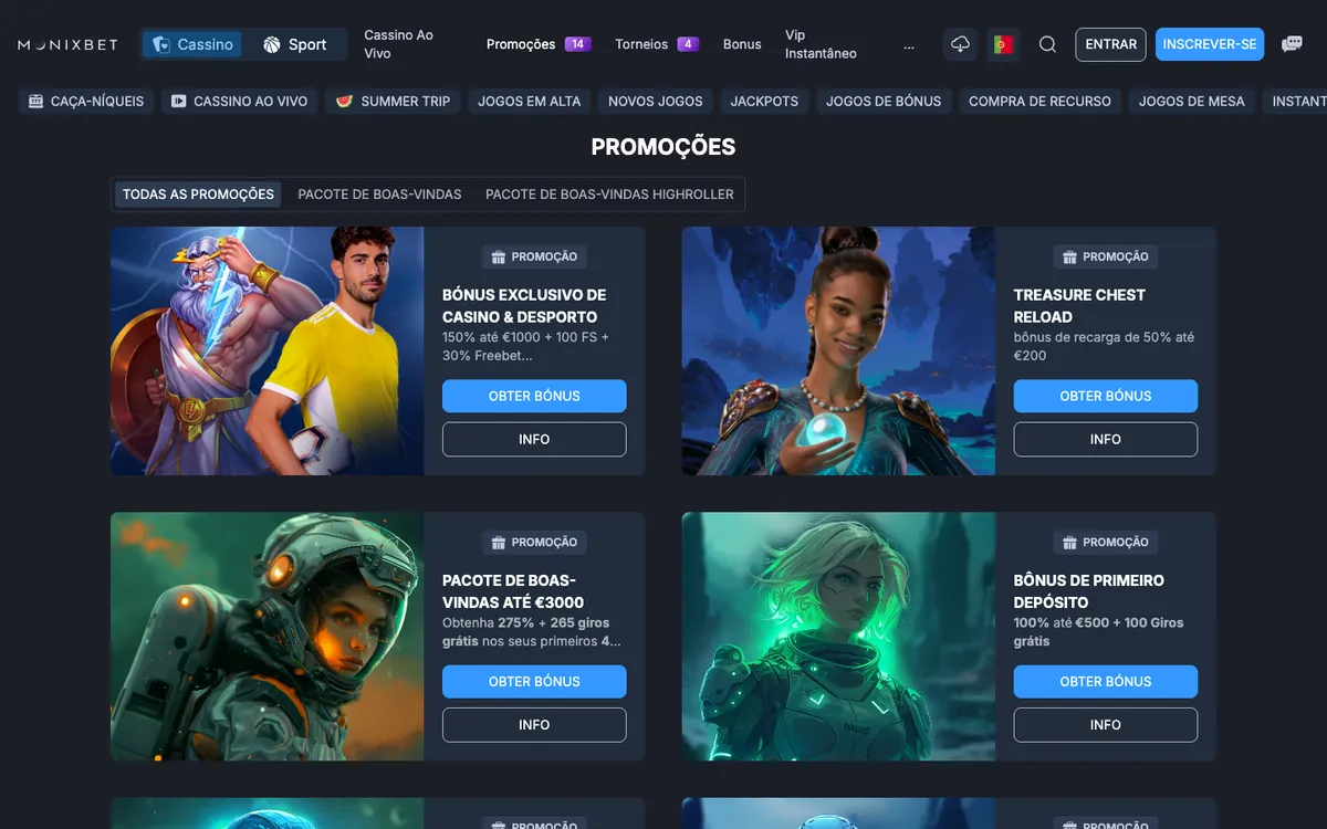 Monixbet Casino — Promotions, captured from Brazil