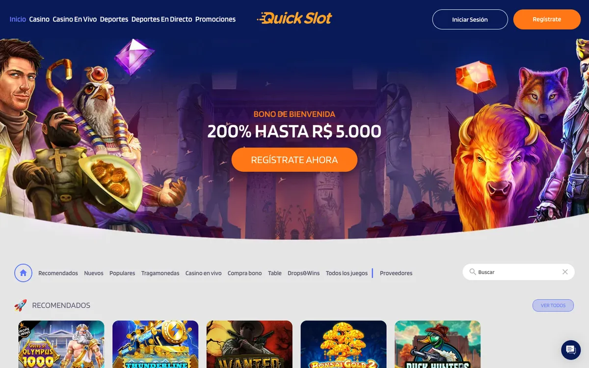 QuickSlot Casino — Home page, captured from Spain